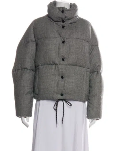 Pre-owned Moncler Virgin Wool Houndstooth Print Down Jacket In Multicolor