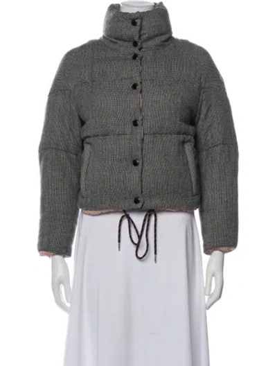 Pre-owned Moncler Virgin Wool Houndstooth Print Jacket In Gray