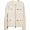 Moncler Virgin Wool Knit & Down Cardigan In Neutral