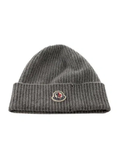 Pre-owned Moncler Virgin Wool Knit Beanie In Gray