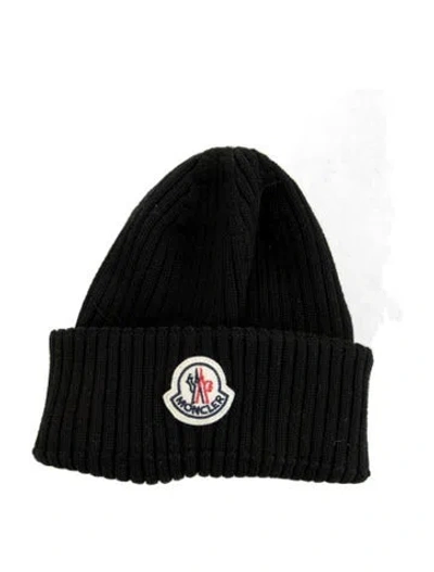 Pre-owned Moncler Virgin Wool Knit Cap In Black