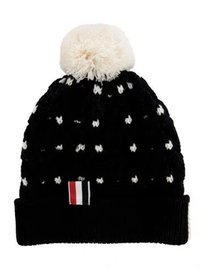 Pre-owned Moncler Virgin Wool Knit Hat In Blue