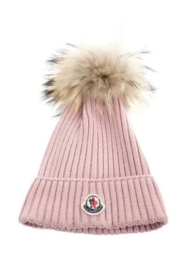 Pre-owned Moncler Virgin Wool Knit Hat In Pink