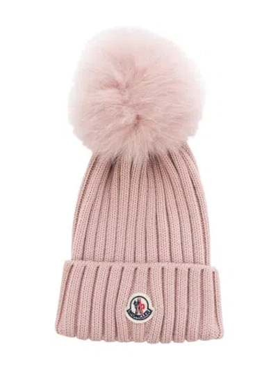 Pre-owned Moncler Virgin Wool Knit Hat In Pink