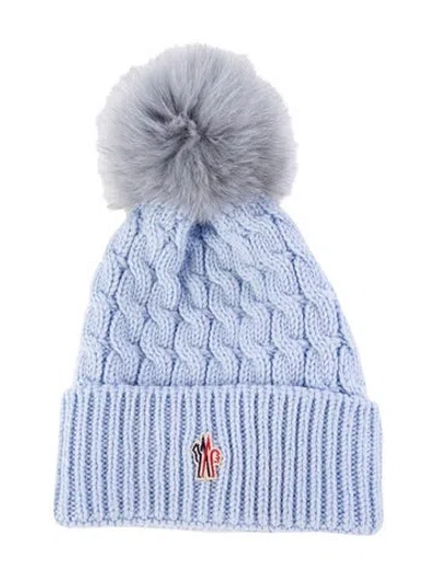 Pre-owned Moncler Virgin Wool Knitted Beanie In Blue