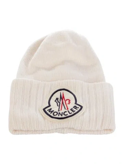 Pre-owned Moncler Virgin Wool Knitted Beanie In Neutral