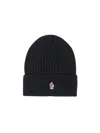 Moncler Black Ribbed Virgin Wool Knit Beanie In Black