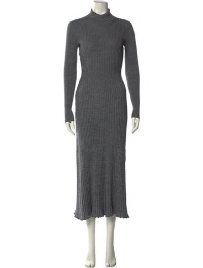Pre-owned Moncler Virgin Wool Long Dress In Gray