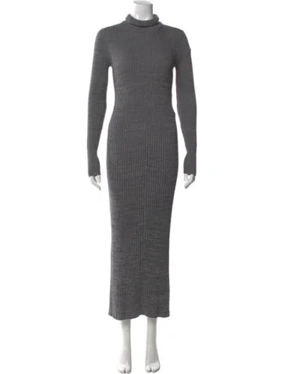Pre-owned Moncler Virgin Wool Long Dress In Gray