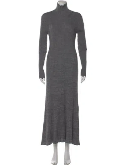 Pre-owned Moncler Virgin Wool Long Dress In Gray