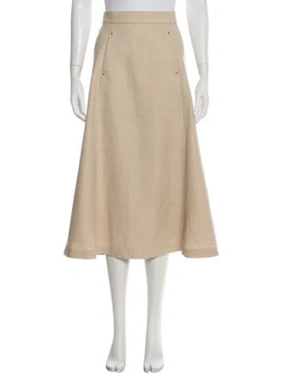 Pre-owned Moncler Virgin Wool Midi Length Skirt In Neutrals