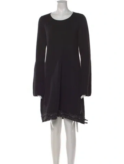 Pre-owned Moncler Virgin Wool Mini Dress In Black