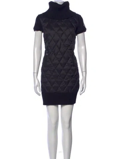 Pre-owned Moncler Virgin Wool Mini Dress In Black