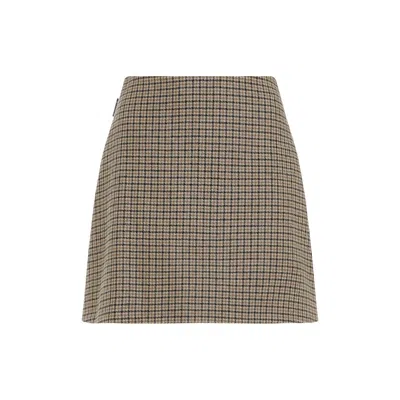 Moncler Beige & Green Wool Mini Skirt In Black