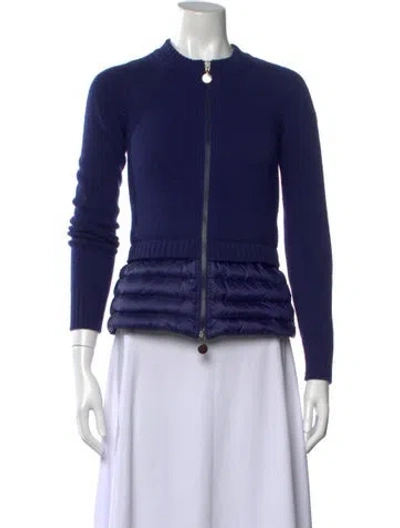 Pre-owned Moncler Virgin Wool Mock Neck Sweater In Blue