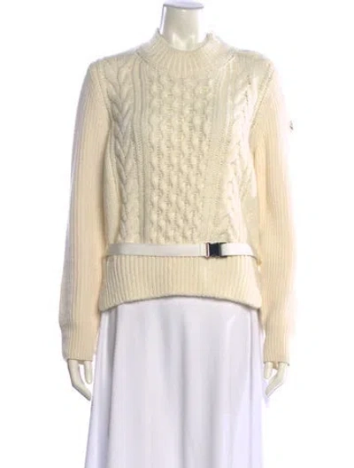 Pre-owned Moncler Virgin Wool Mock Neck Sweater In Neutral