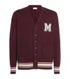 Moncler Virgin Wool Monogram Cardigan In Burgundy