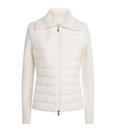 Moncler Virgin Wool Padded Quilted Cardigan In White