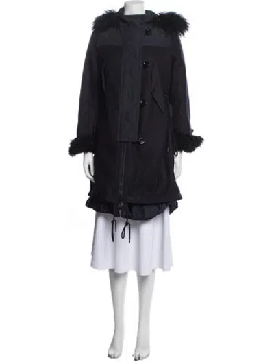 Pre-owned Moncler Virgin Wool Parka In Blue