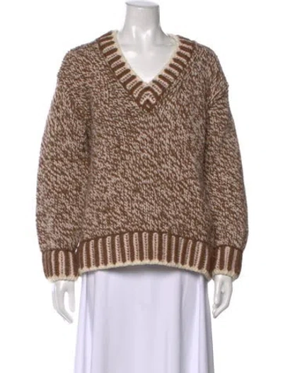 Pre-owned Moncler Virgin Wool Patterned Sweater In Brown