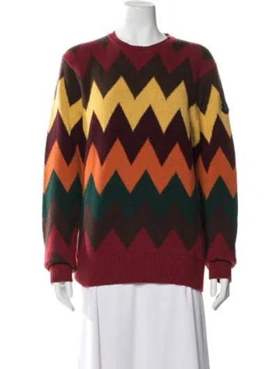 Pre-owned Moncler Virgin Wool Patterned Sweater In Red