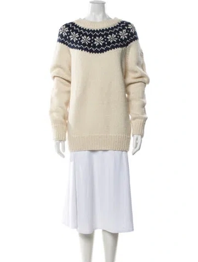 Pre-owned Moncler Virgin Wool Patterned Sweater W/ Tags In Neutral