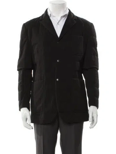 Pre-owned Moncler Virgin Wool Peacoat In Black