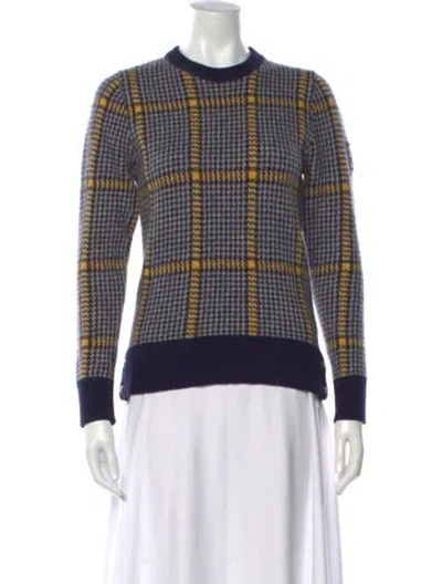 Pre-owned Moncler Virgin Wool Plaid Print Sweater In Blue