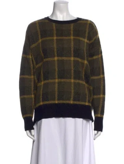 Pre-owned Moncler Virgin Wool Plaid Print Sweater In Green