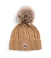 Moncler Virgin Wool Pom-pom Beanie In Beige