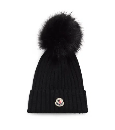 Moncler Virgin Wool Pom-pom Beanie In Black