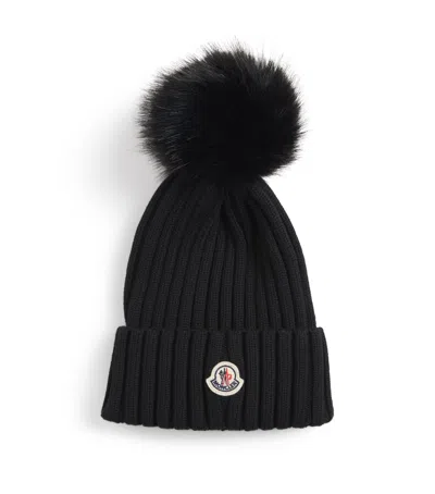 Moncler Virgin Wool Pom-pom Beanie In Black