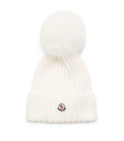 Moncler Virgin Wool Pom-pom Beanie In White