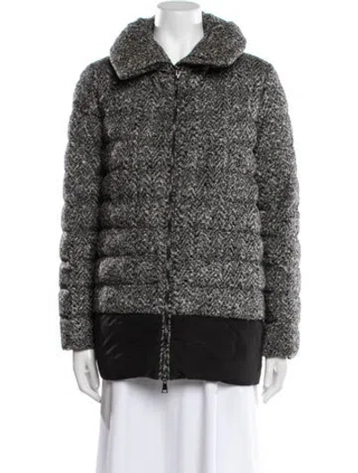 Pre-owned Moncler Virgin Wool Printed Down Jacket In Black