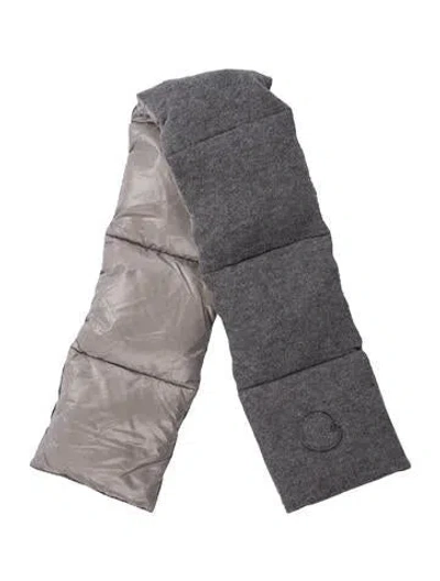Pre-owned Moncler Virgin Wool Printed Scarf In Gray