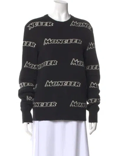 Pre-owned Moncler Virgin Wool Printed Sweater In Black