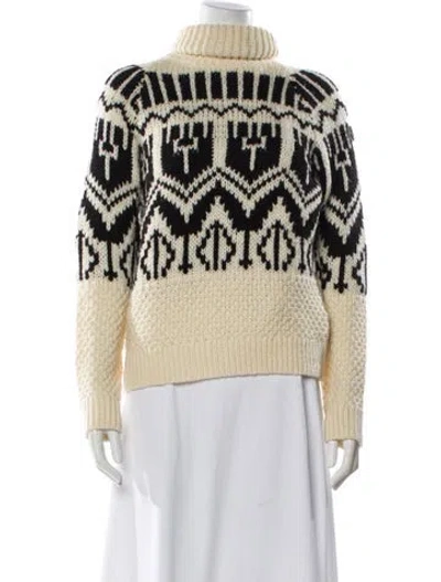 Pre-owned Moncler Virgin Wool Printed Sweater In White