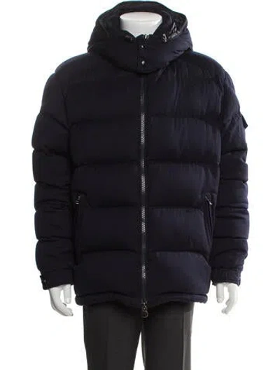 Pre-owned Moncler Virgin Wool Puffer Coat In Blue