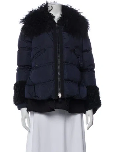 Pre-owned Moncler Virgin Wool Puffer Coat In Blue