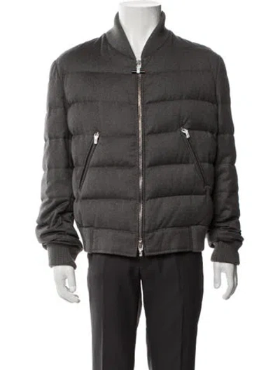Pre-owned Moncler Virgin Wool Puffer Coat In Gray