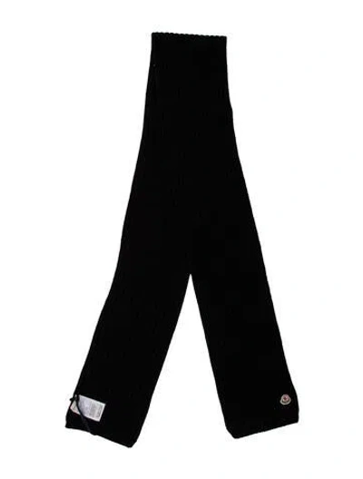 Pre-owned Moncler Virgin Wool Scarf W/ Tags In Black