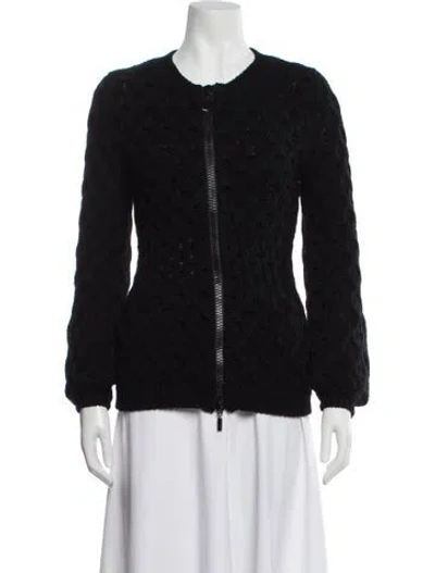 Pre-owned Moncler Virgin Wool Scoop Neck Sweater In Black
