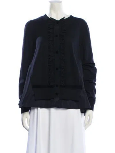 Pre-owned Moncler Virgin Wool Scoop Neck Sweater In Black