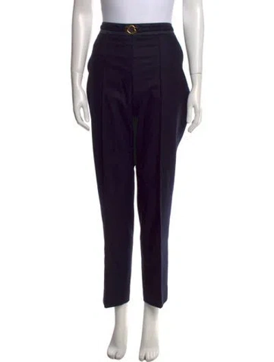 Pre-owned Moncler Virgin Wool Straight Leg Pants In Blue