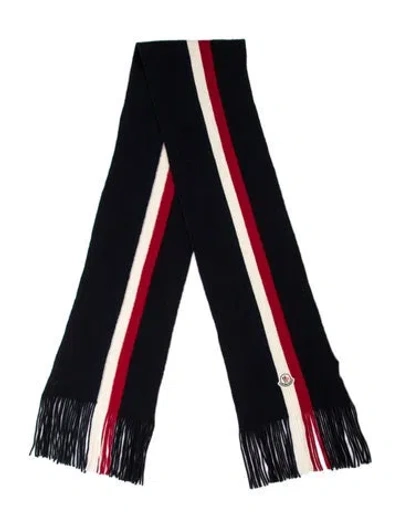 Pre-owned Moncler Virgin Wool Striped Scarf In Multi