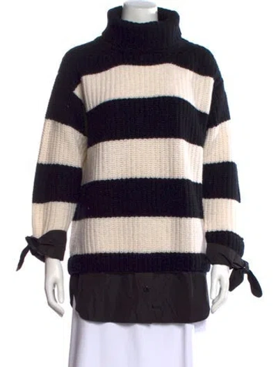 Pre-owned Moncler Virgin Wool Striped Sweater In Black
