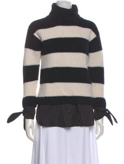 Pre-owned Moncler Virgin Wool Striped Sweater In Black
