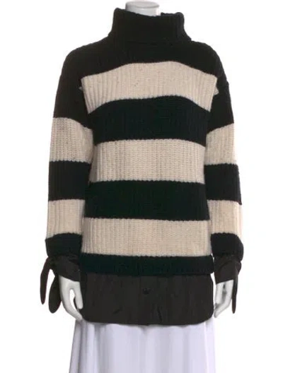 Pre-owned Moncler Virgin Wool Striped Sweater In Black