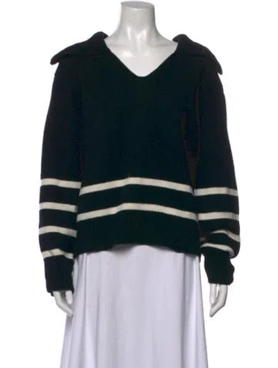 Pre-owned Moncler Virgin Wool Striped Sweater In Black