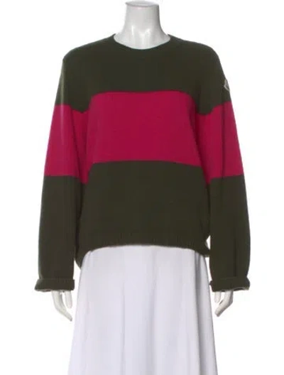 Pre-owned Moncler Virgin Wool Striped Sweater In Green